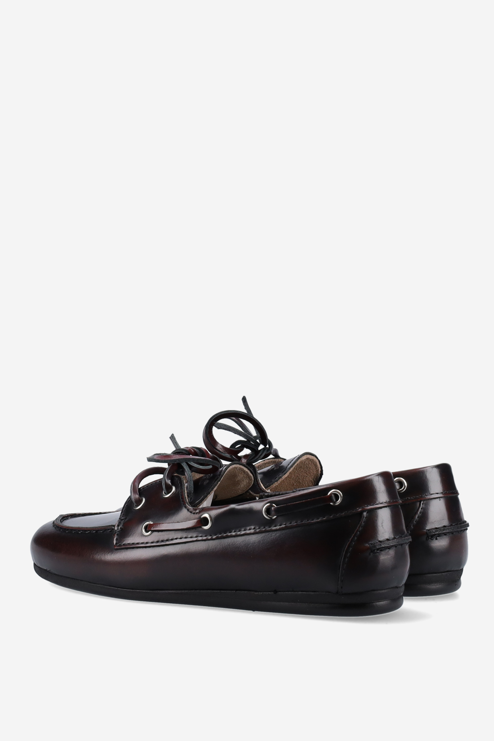 Brushed leather boat loafers