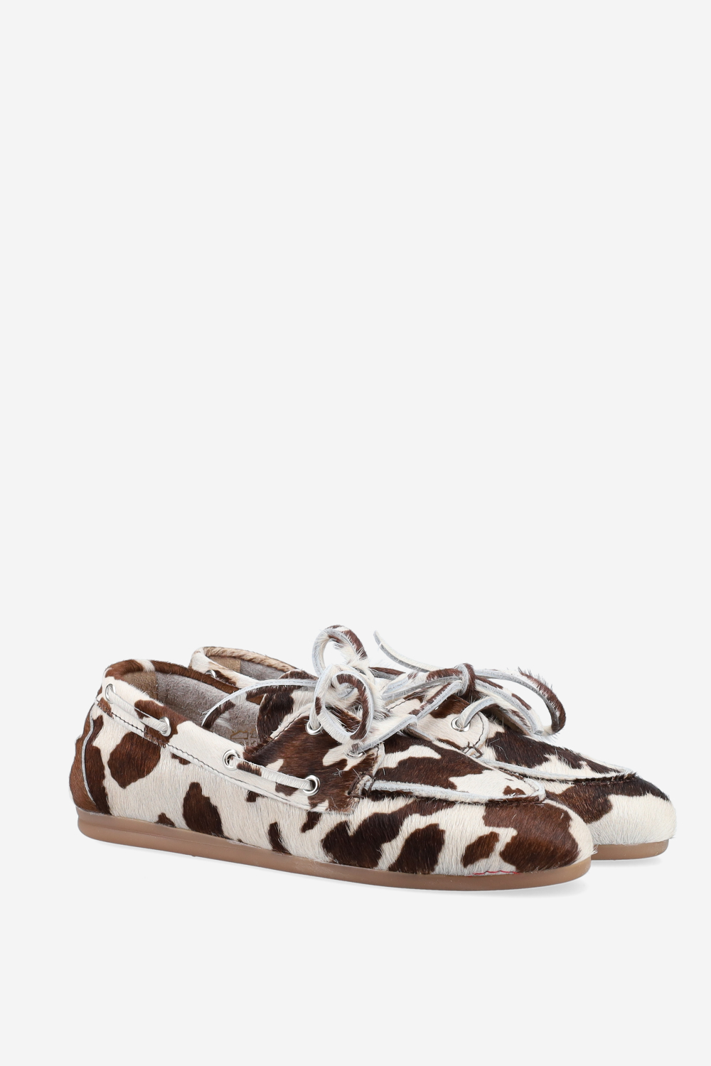 Cow hair leather boat loafers