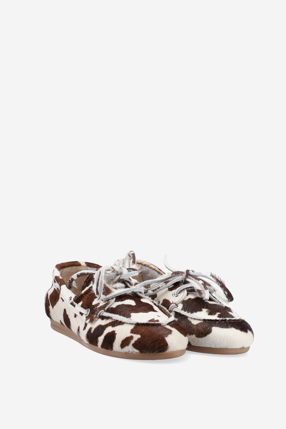 Cow hair leather boat loafers