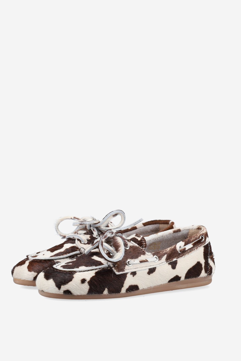 Cow hair leather boat loafers
