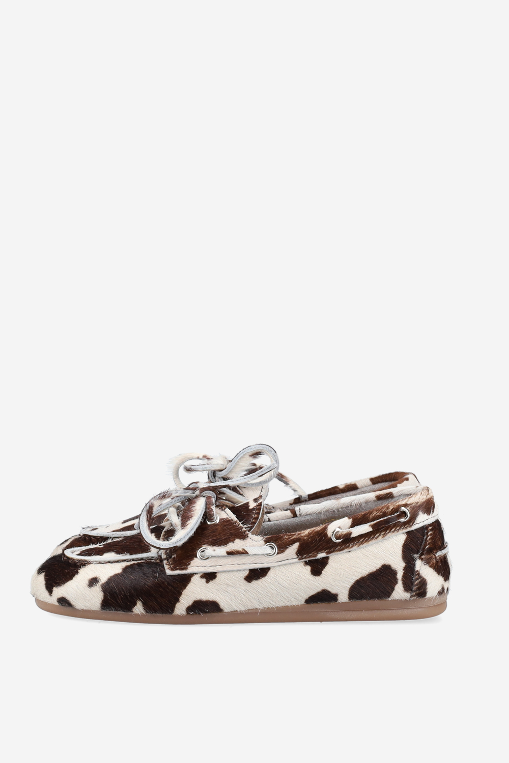 Cow hair leather boat loafers