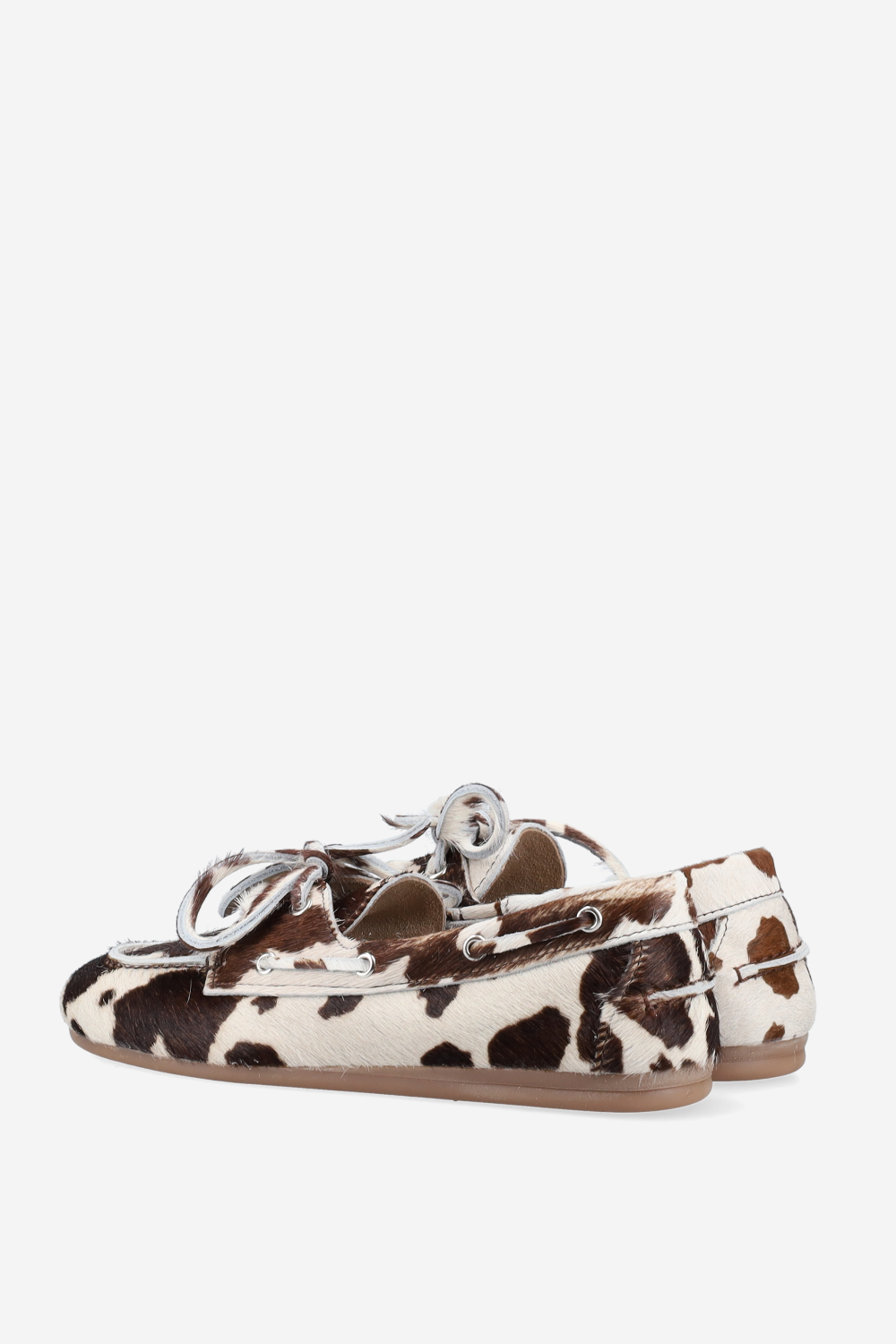 Cow hair leather boat loafers
