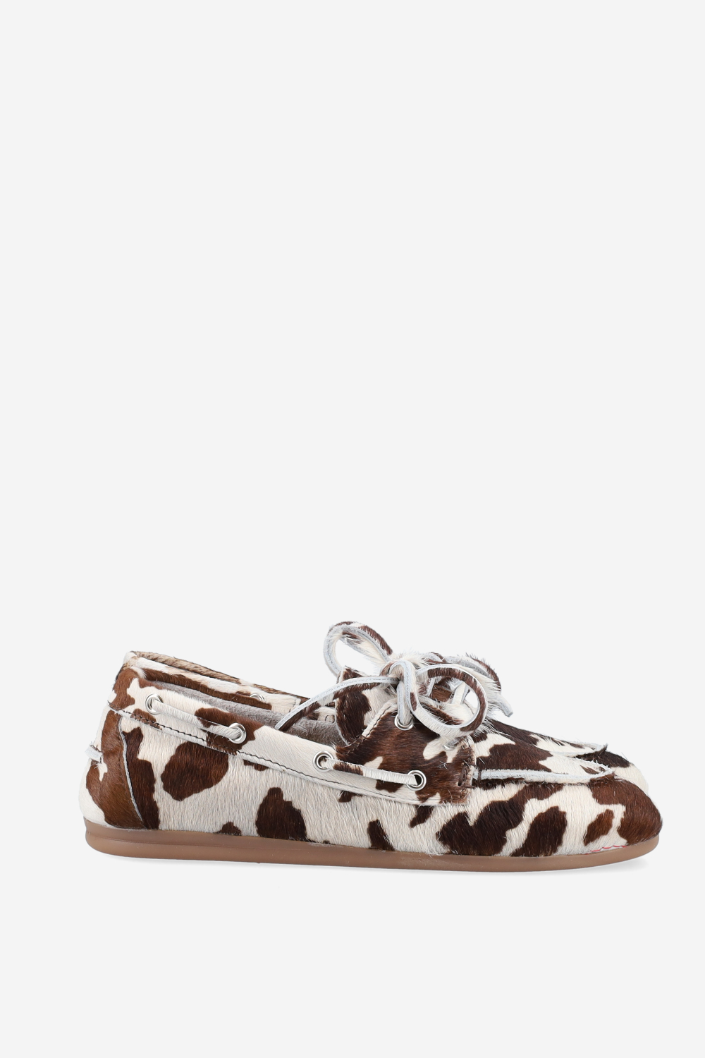Cow hair leather boat loafers