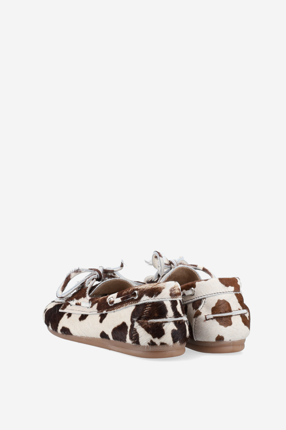 Cow hair leather boat loafers