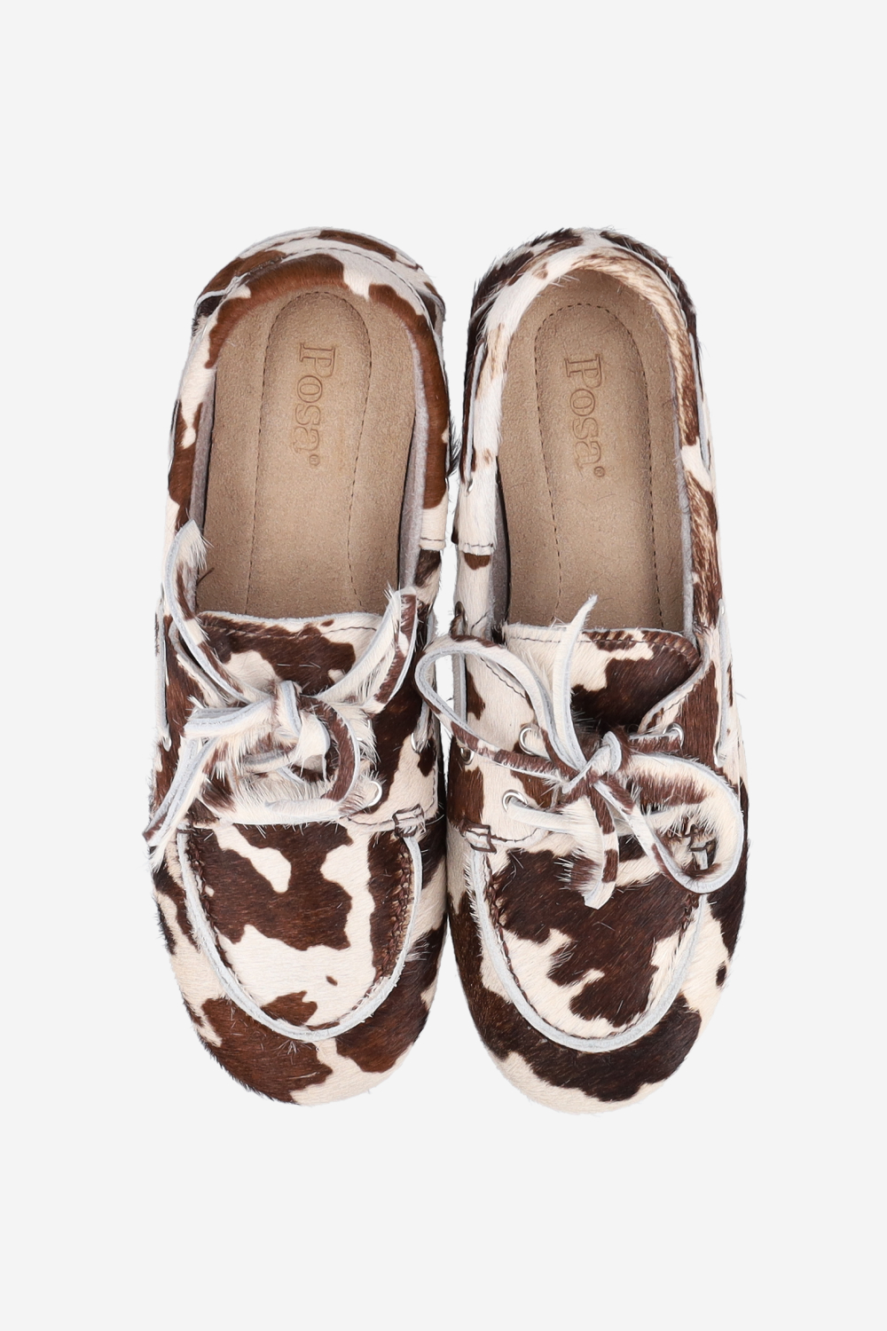 Cow hair leather boat loafers
