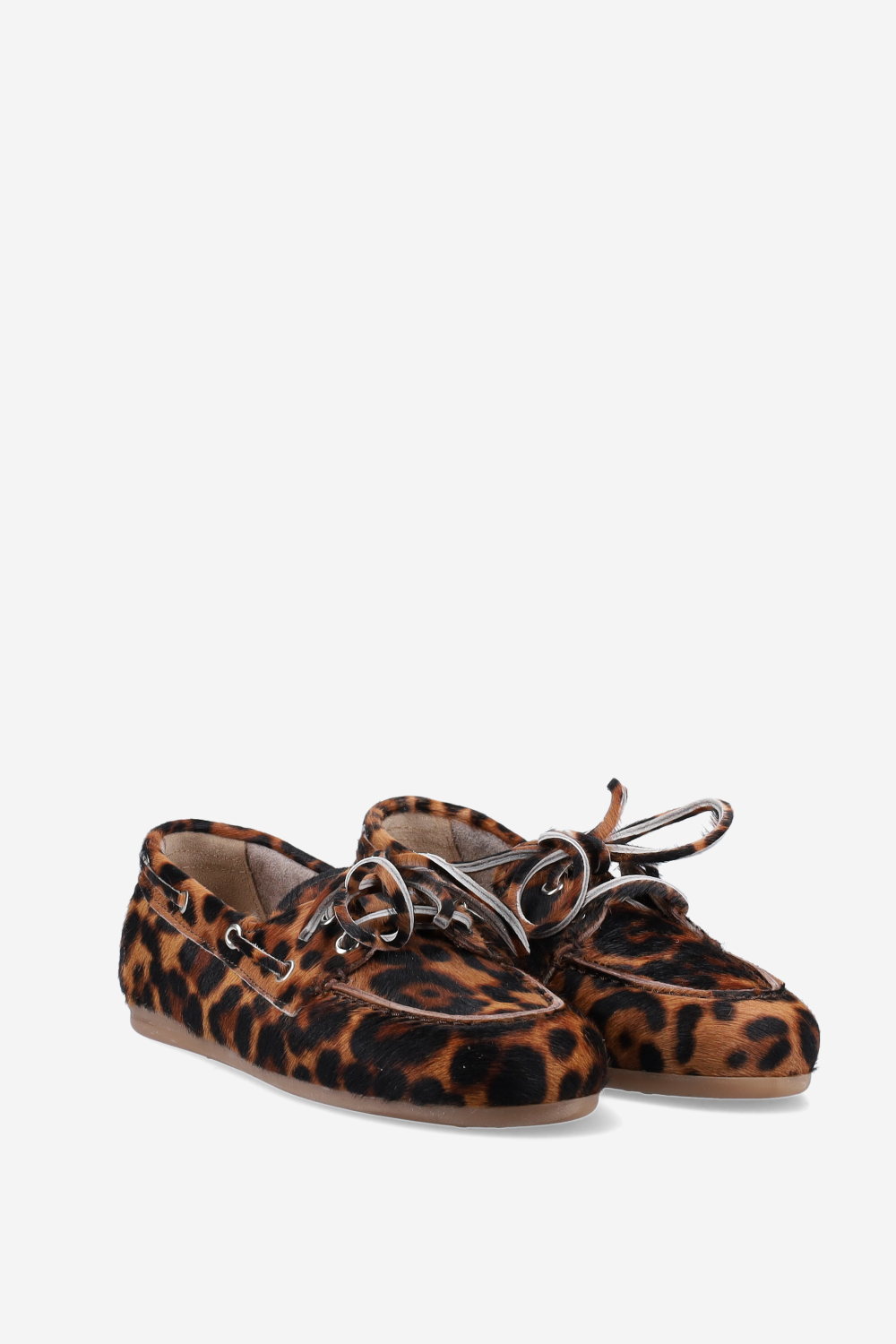 Panter hair leather boat loafers
