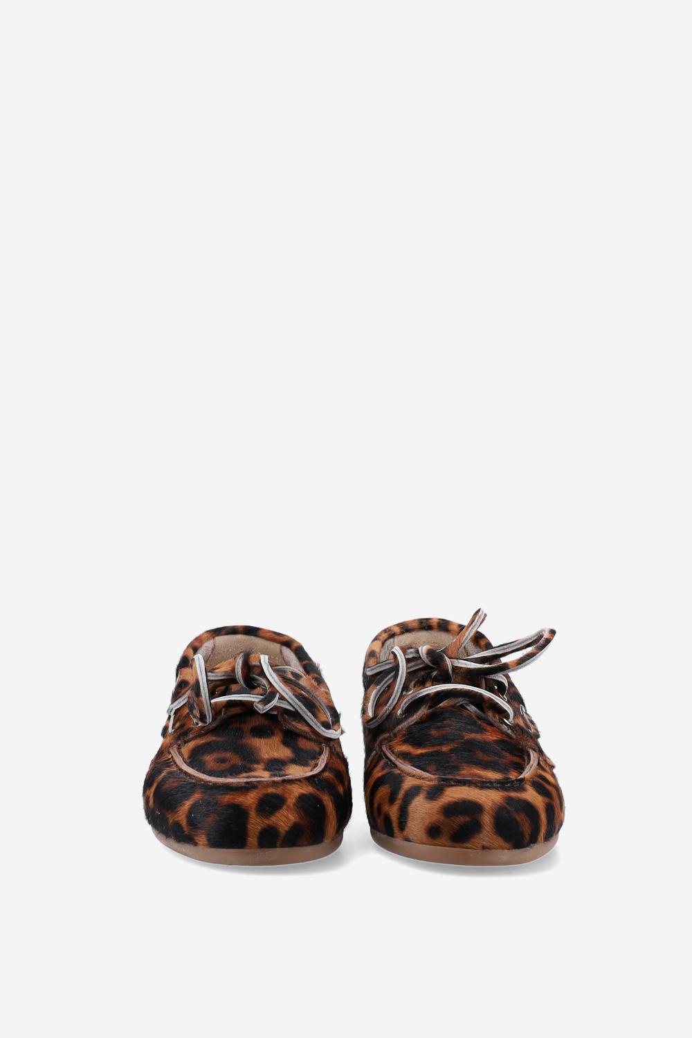 Panter hair leather boat loafers