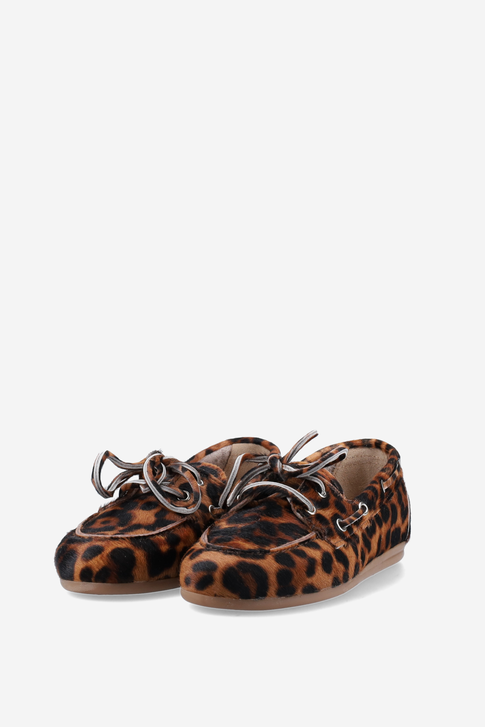 Panter hair leather boat loafers