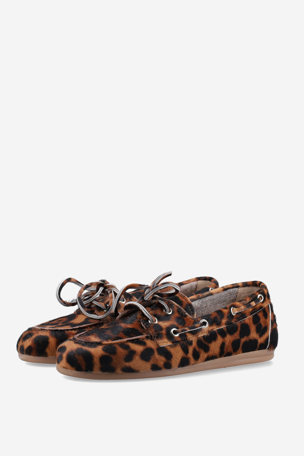 Panter hair leather boat loafers