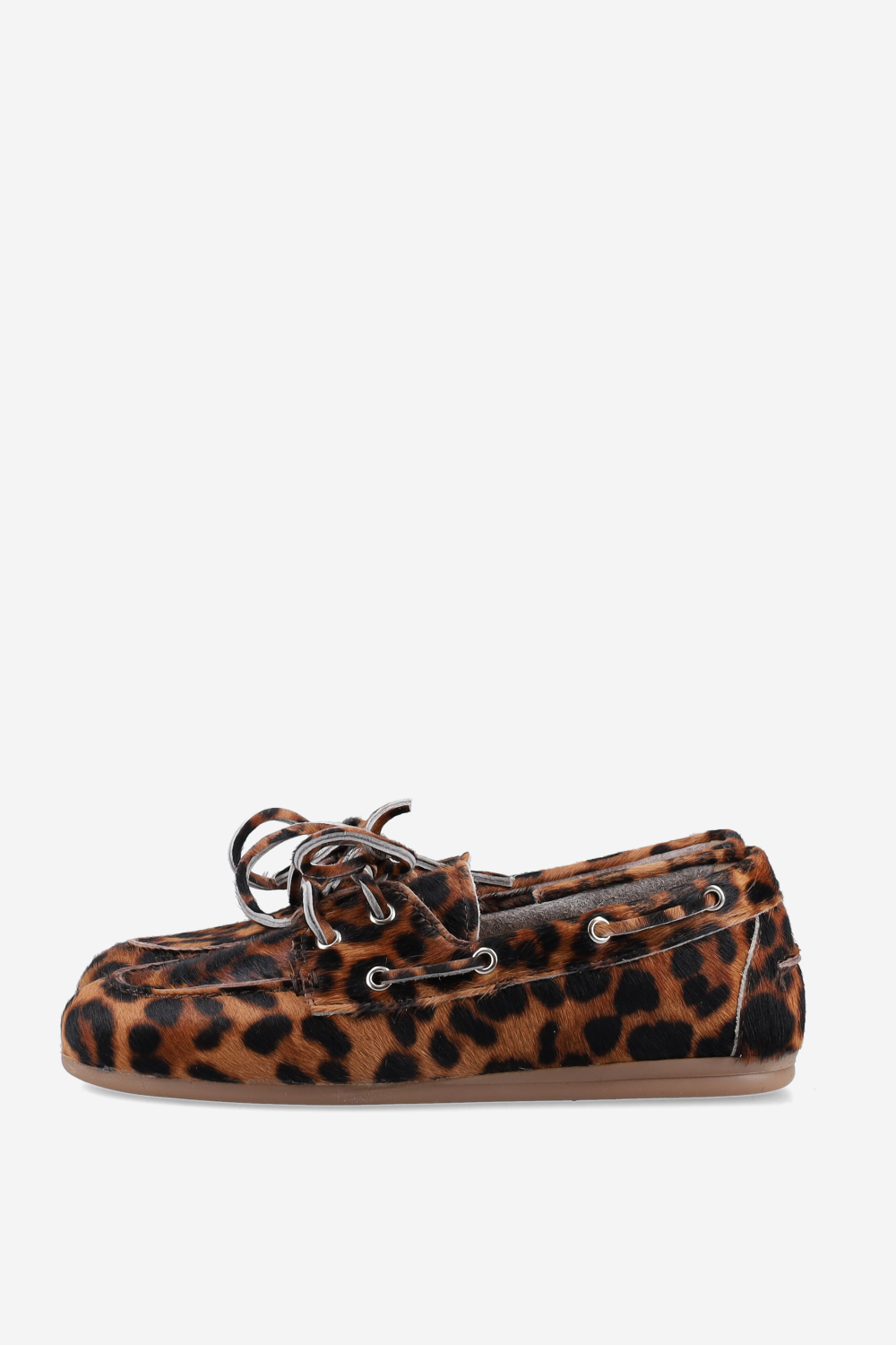 Panter hair leather boat loafers