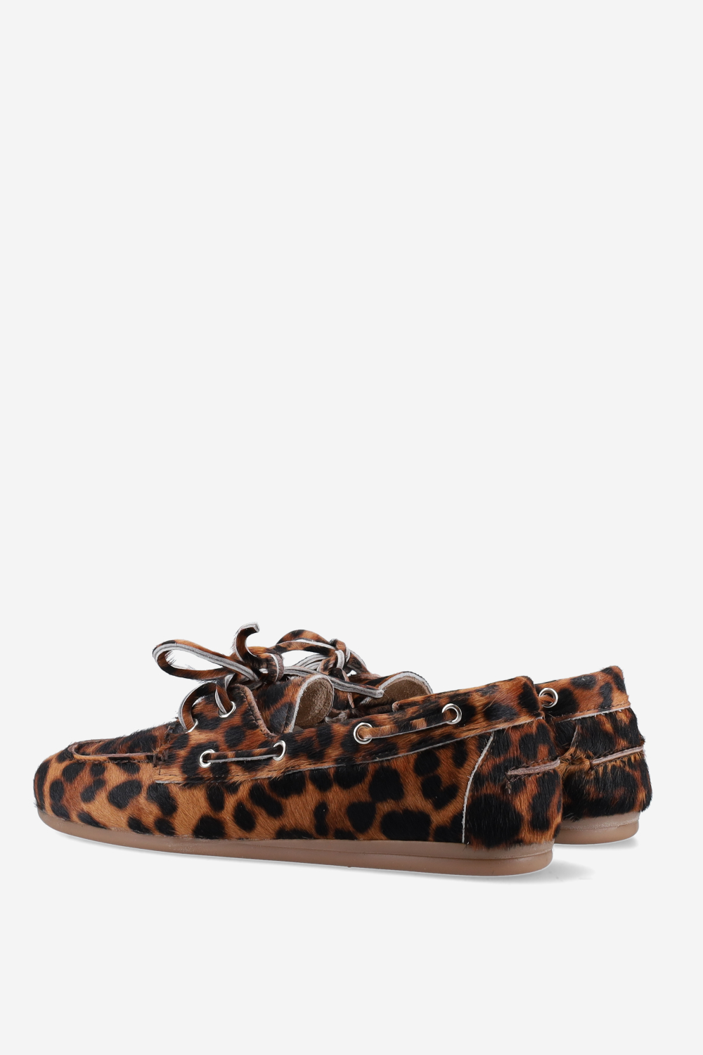 Panter hair leather boat loafers