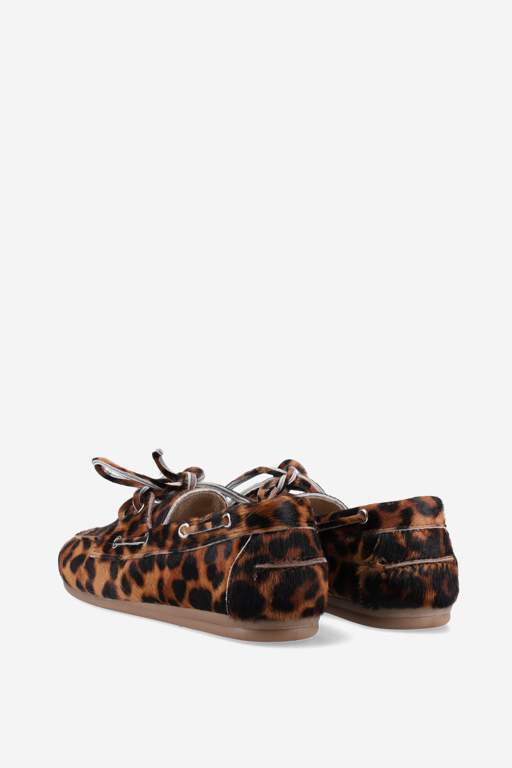 Panter hair leather boat loafers