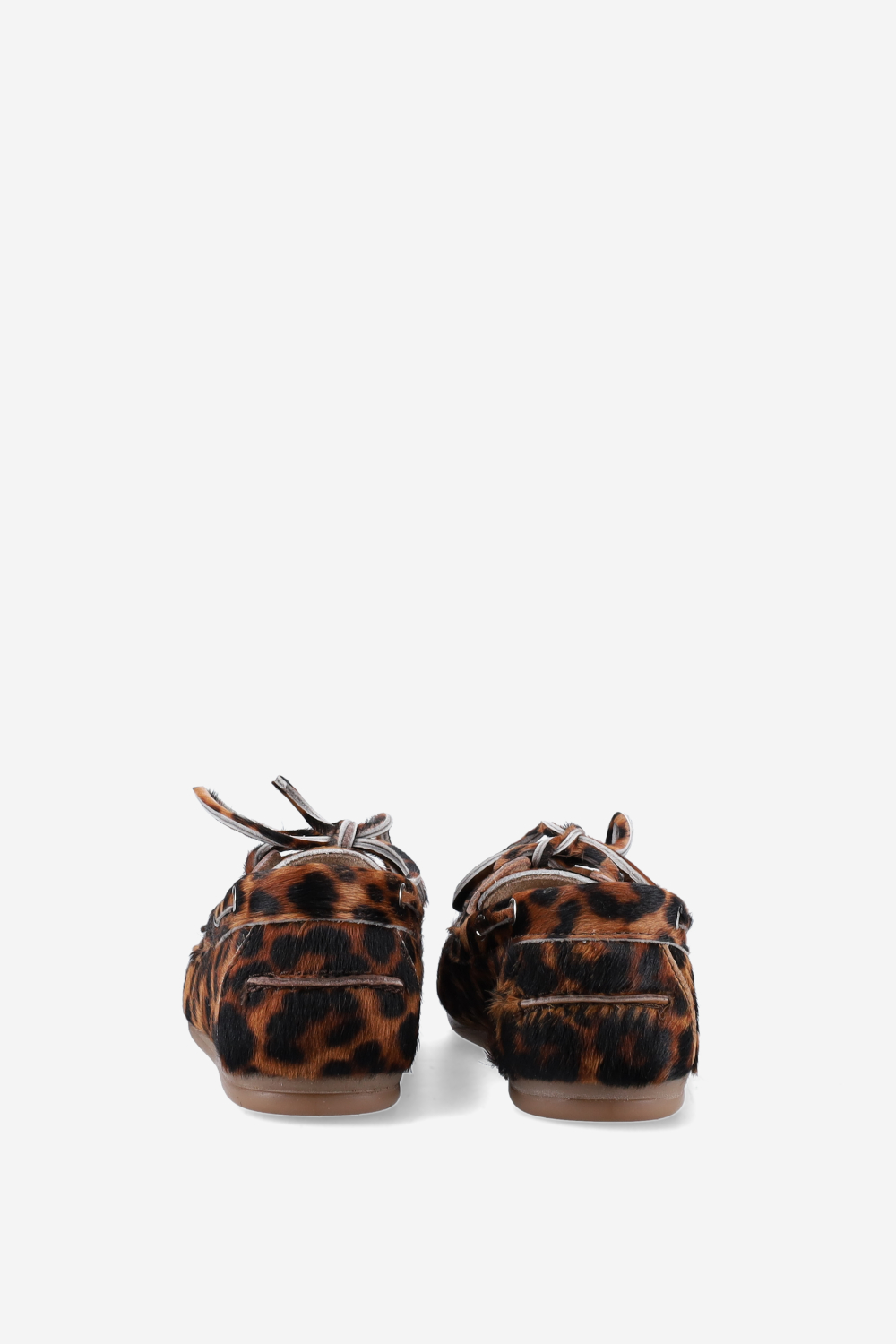 Panter hair leather boat loafers