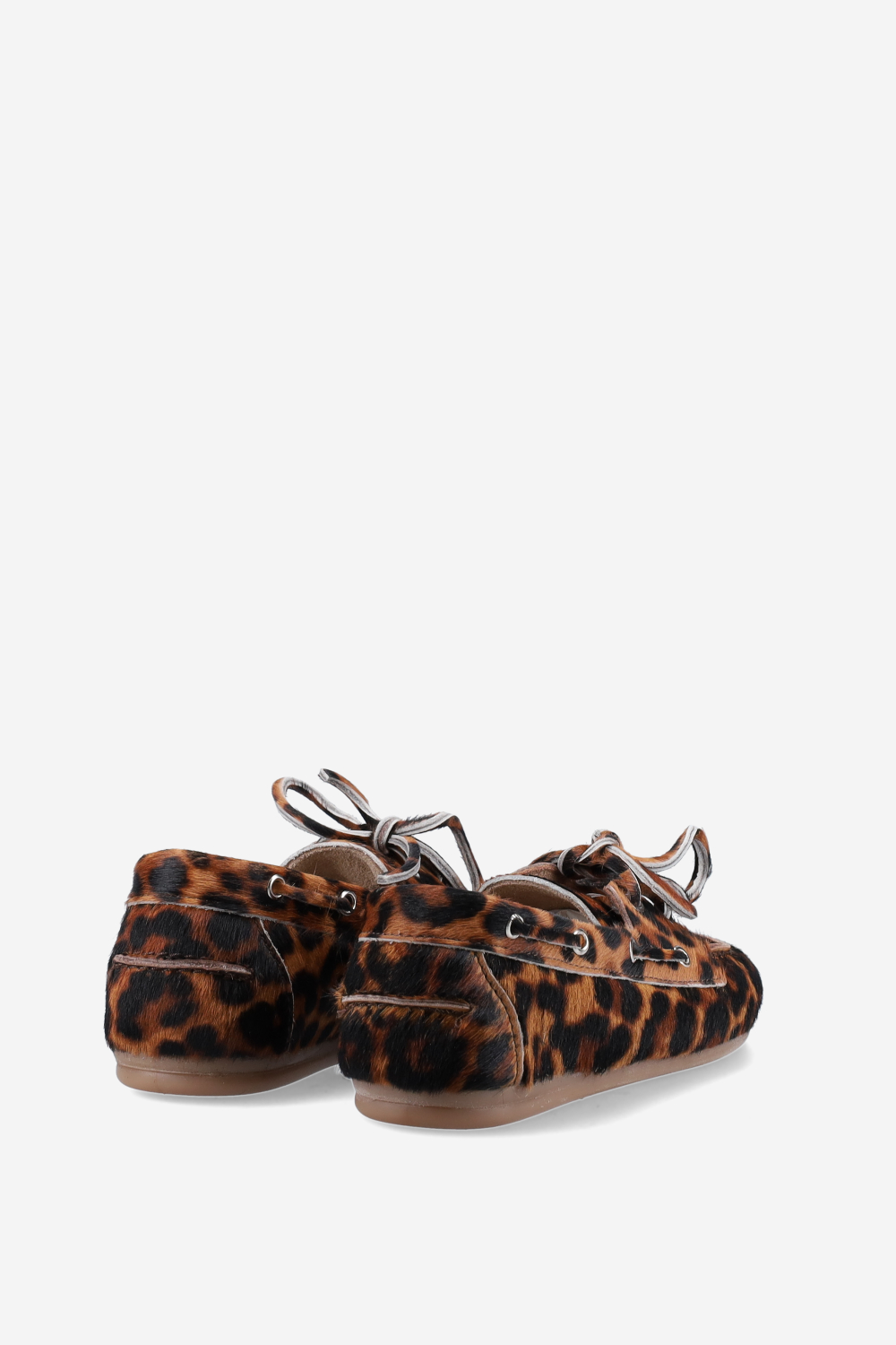 Panter hair leather boat loafers
