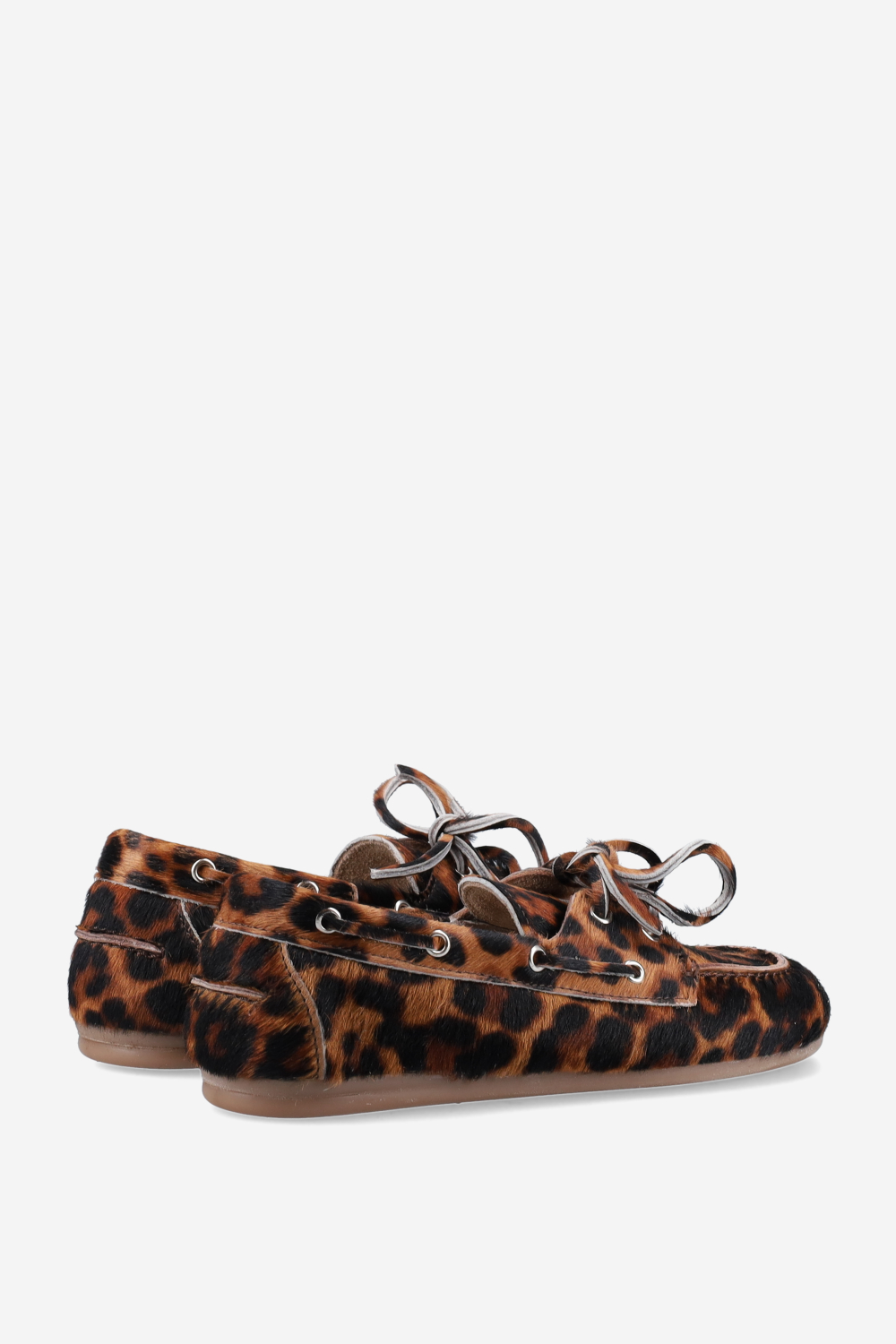 Panter hair leather boat loafers