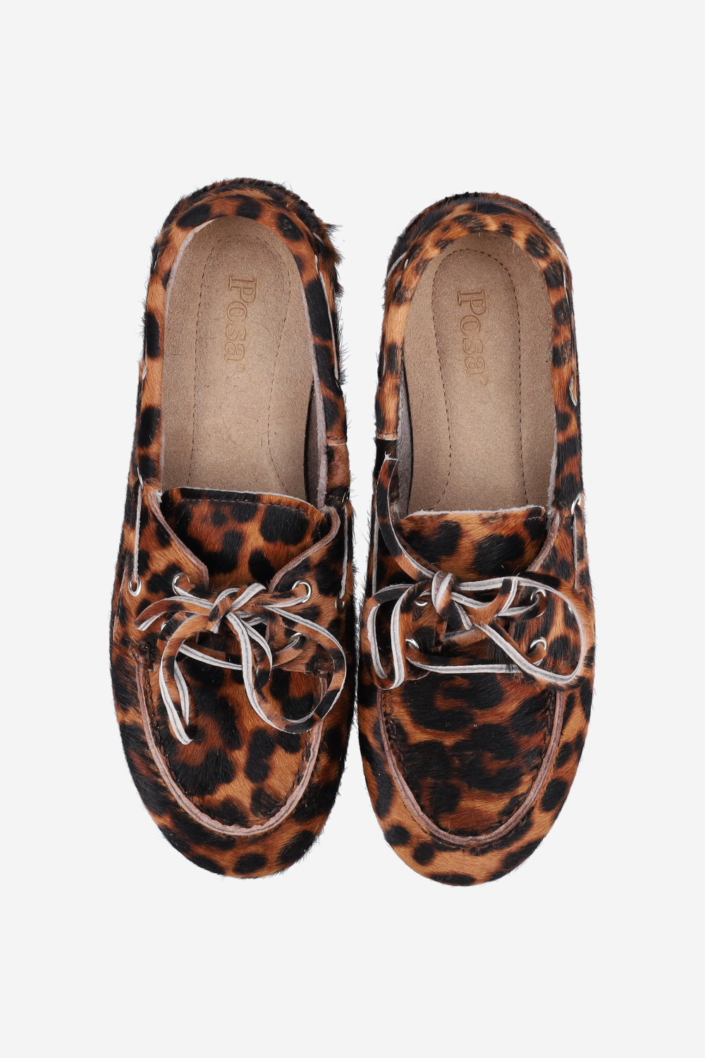 Panter hair leather boat loafers