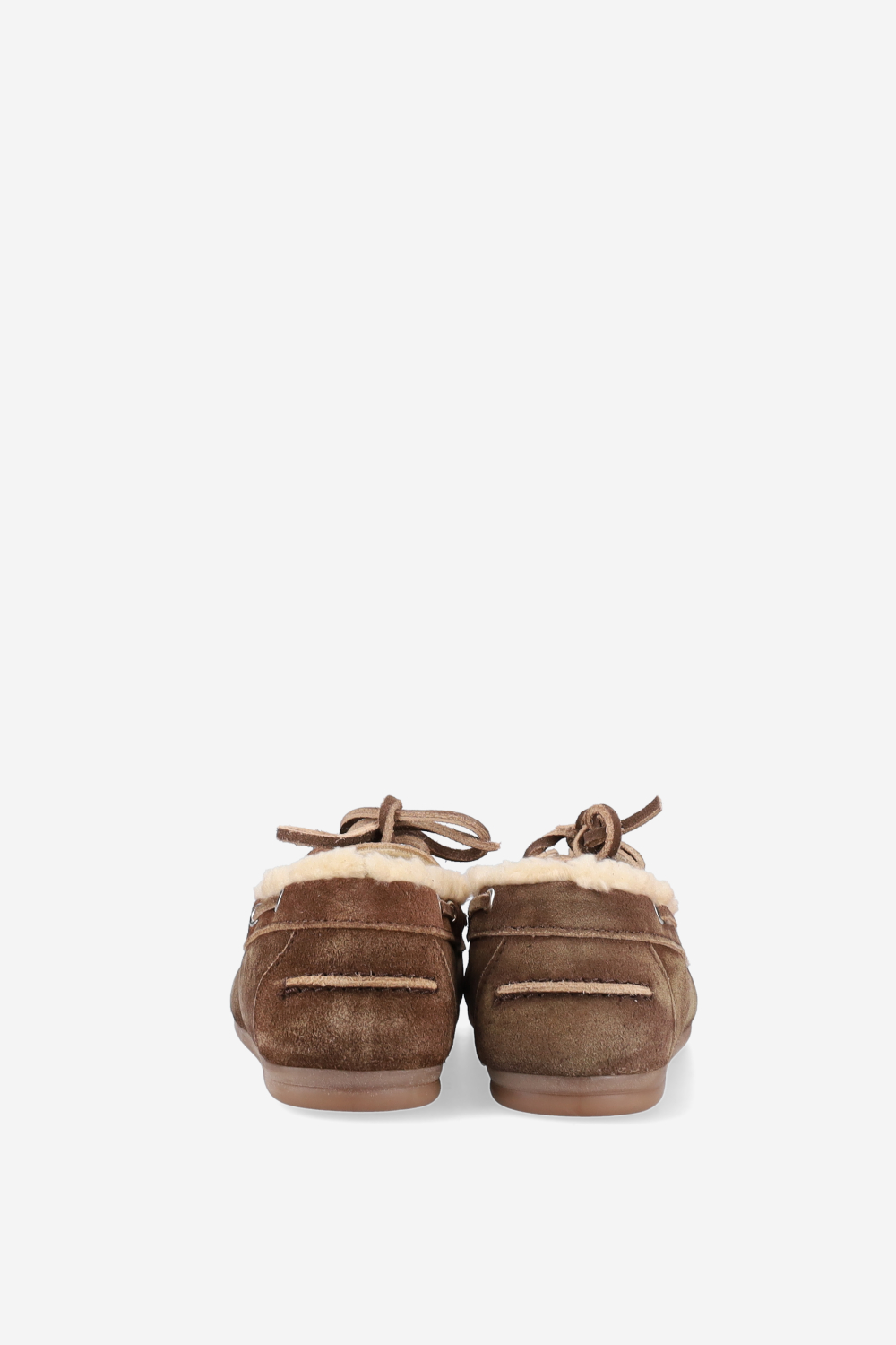 Brushed suede shearling boat loafers