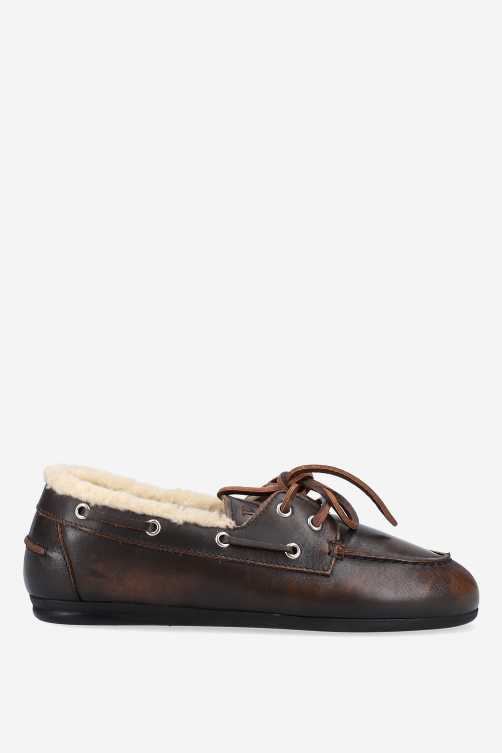 Posa - Brushed leather shearling boat loafers