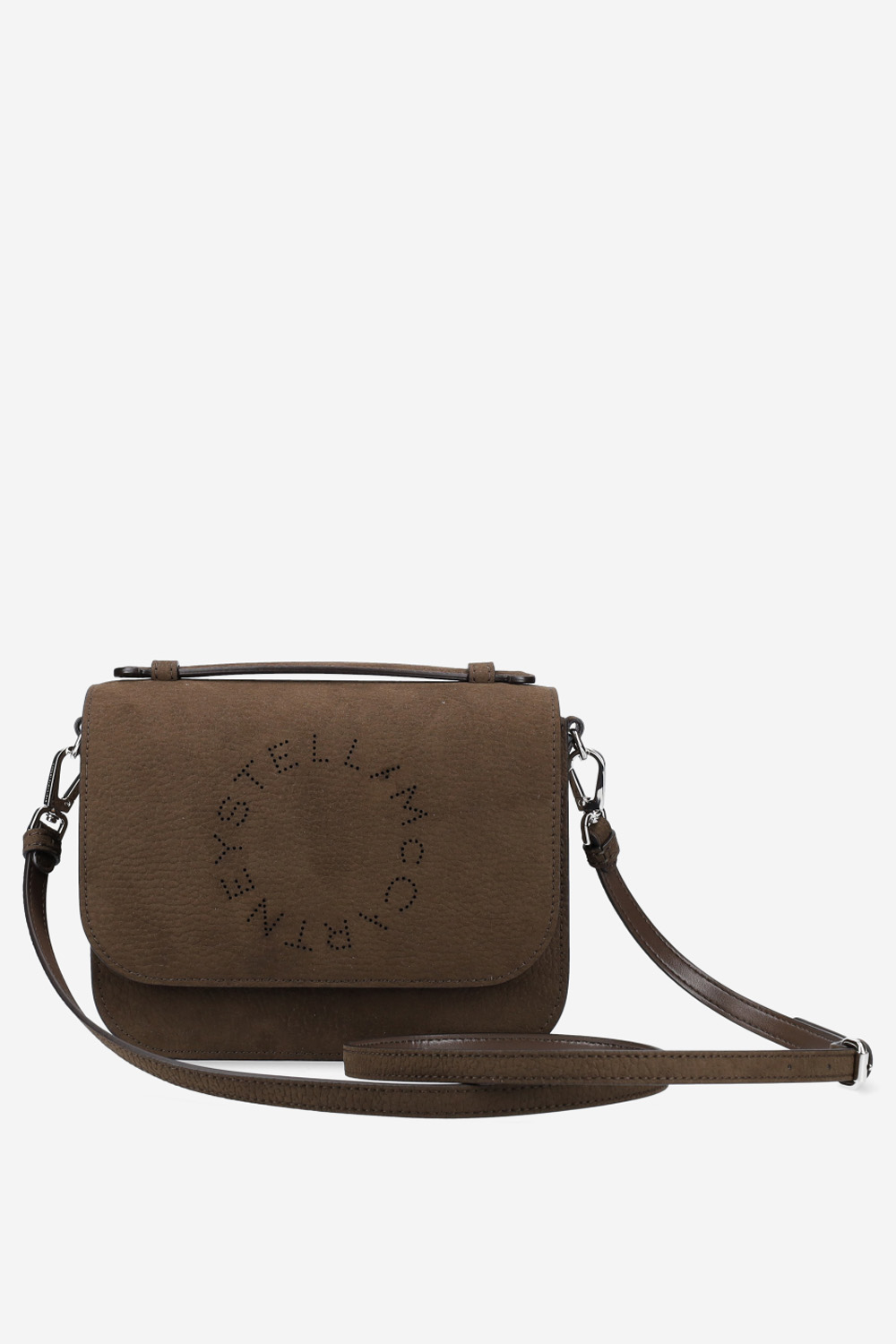 Logo flap suede crossbody