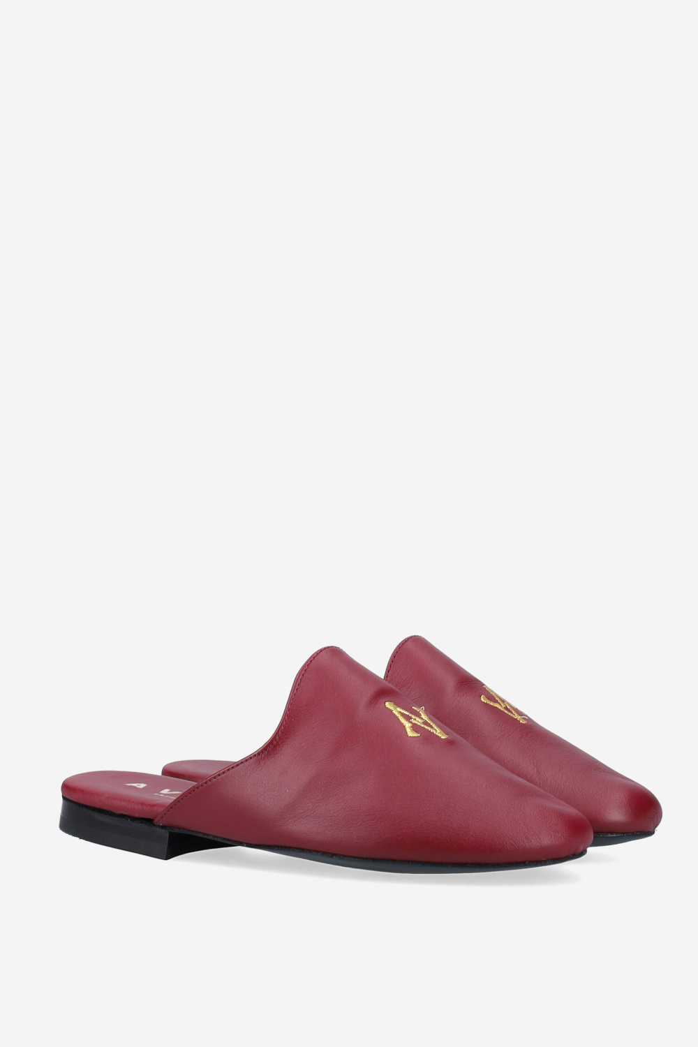 AV logo embroidered leather mules