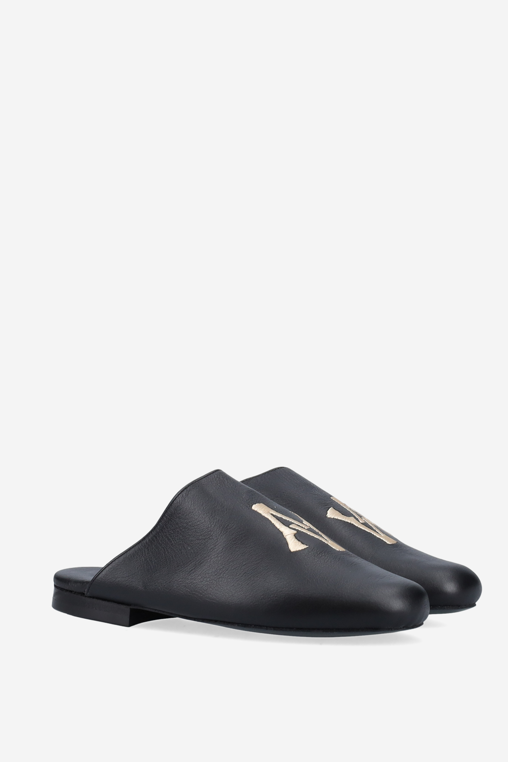 AV logo embroidered leather mules