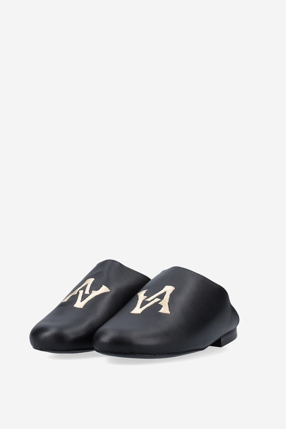 AV logo embroidered leather mules