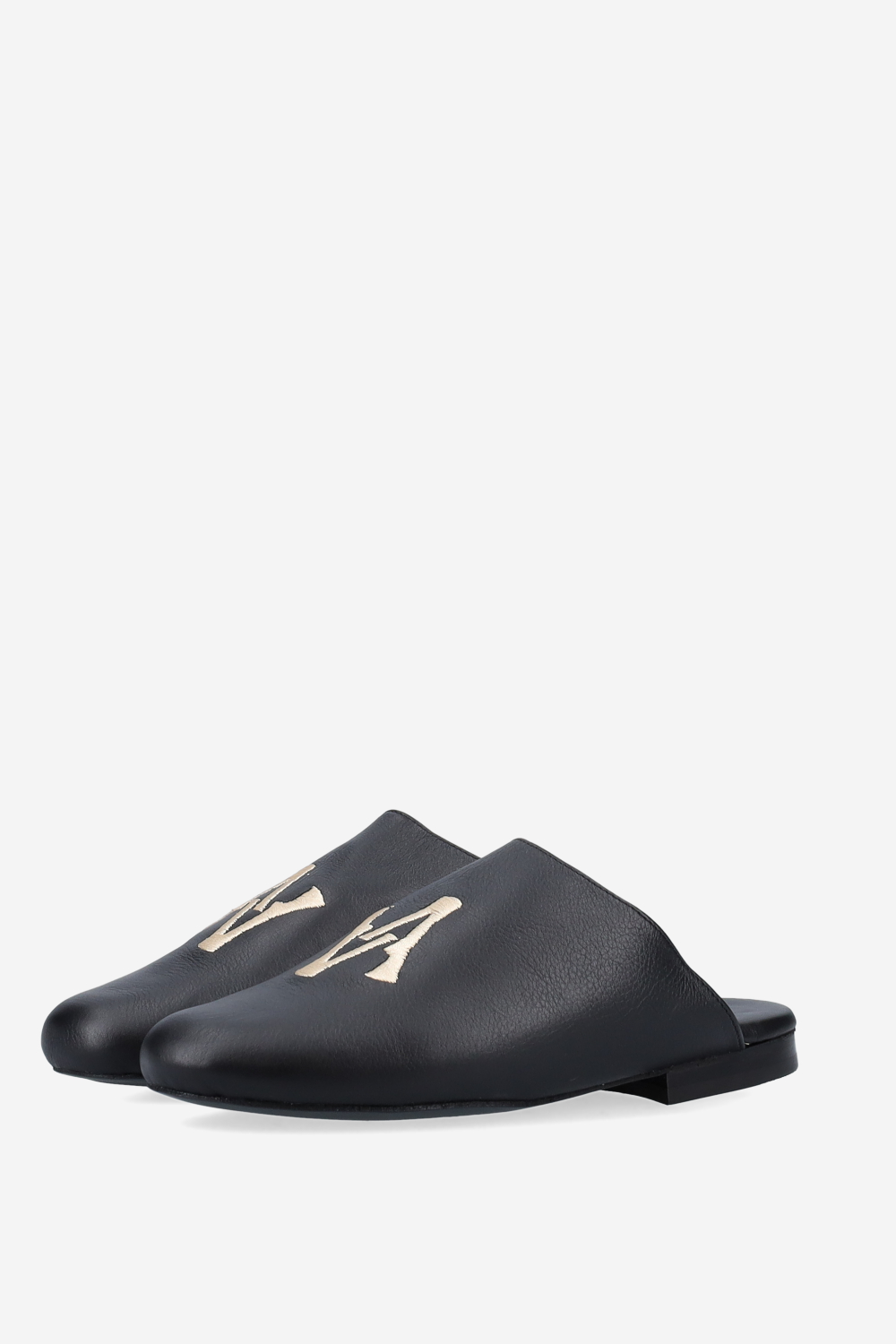AV logo embroidered leather mules