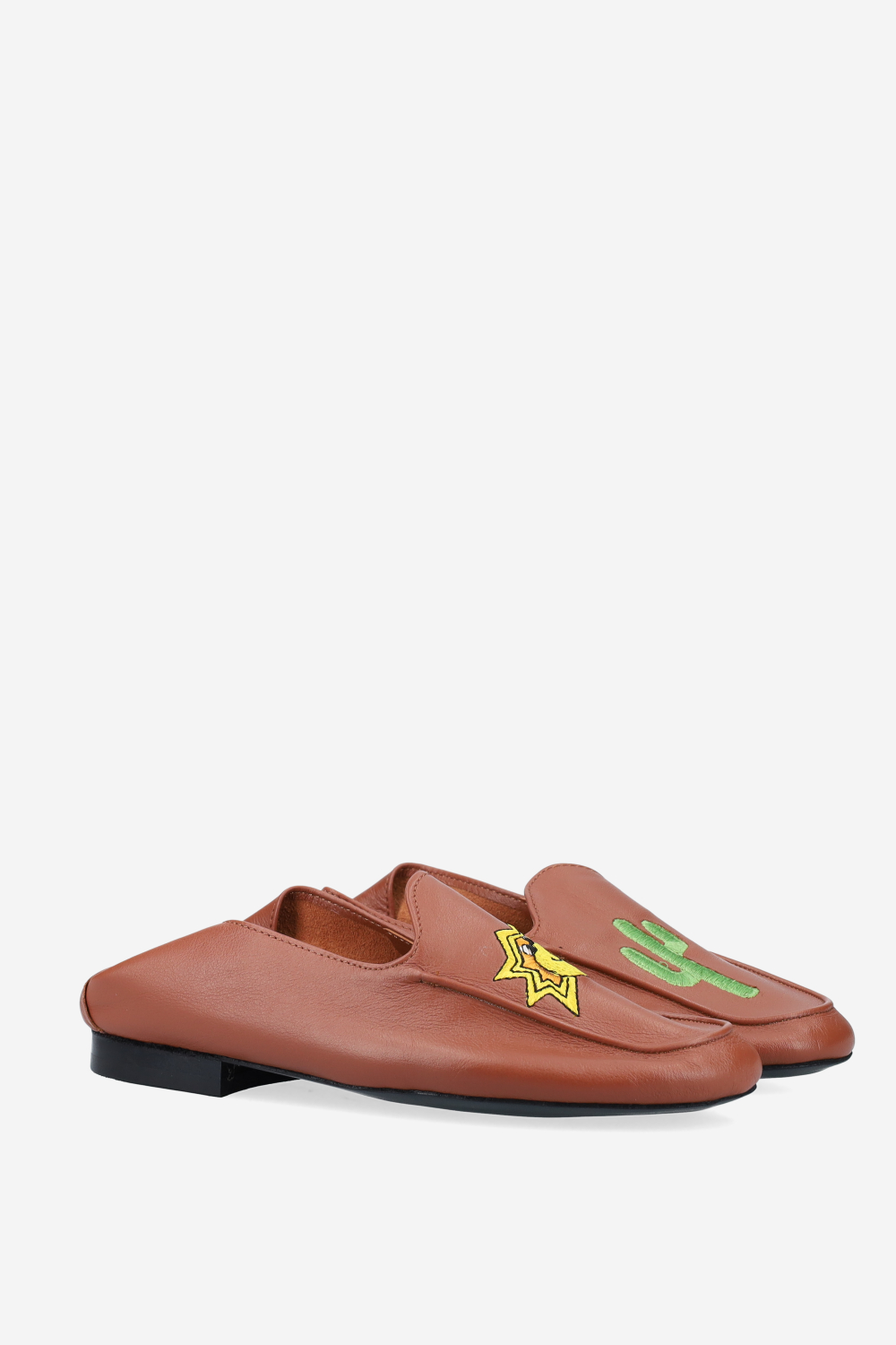 Poppy embroidered leather loafers