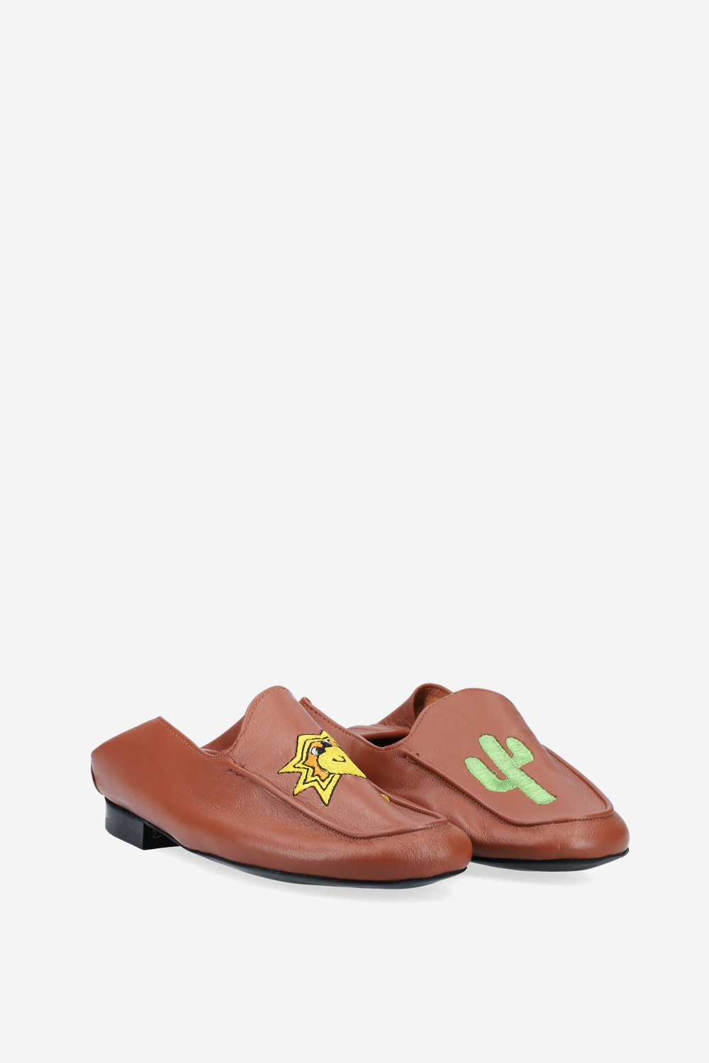 Poppy embroidered leather loafers