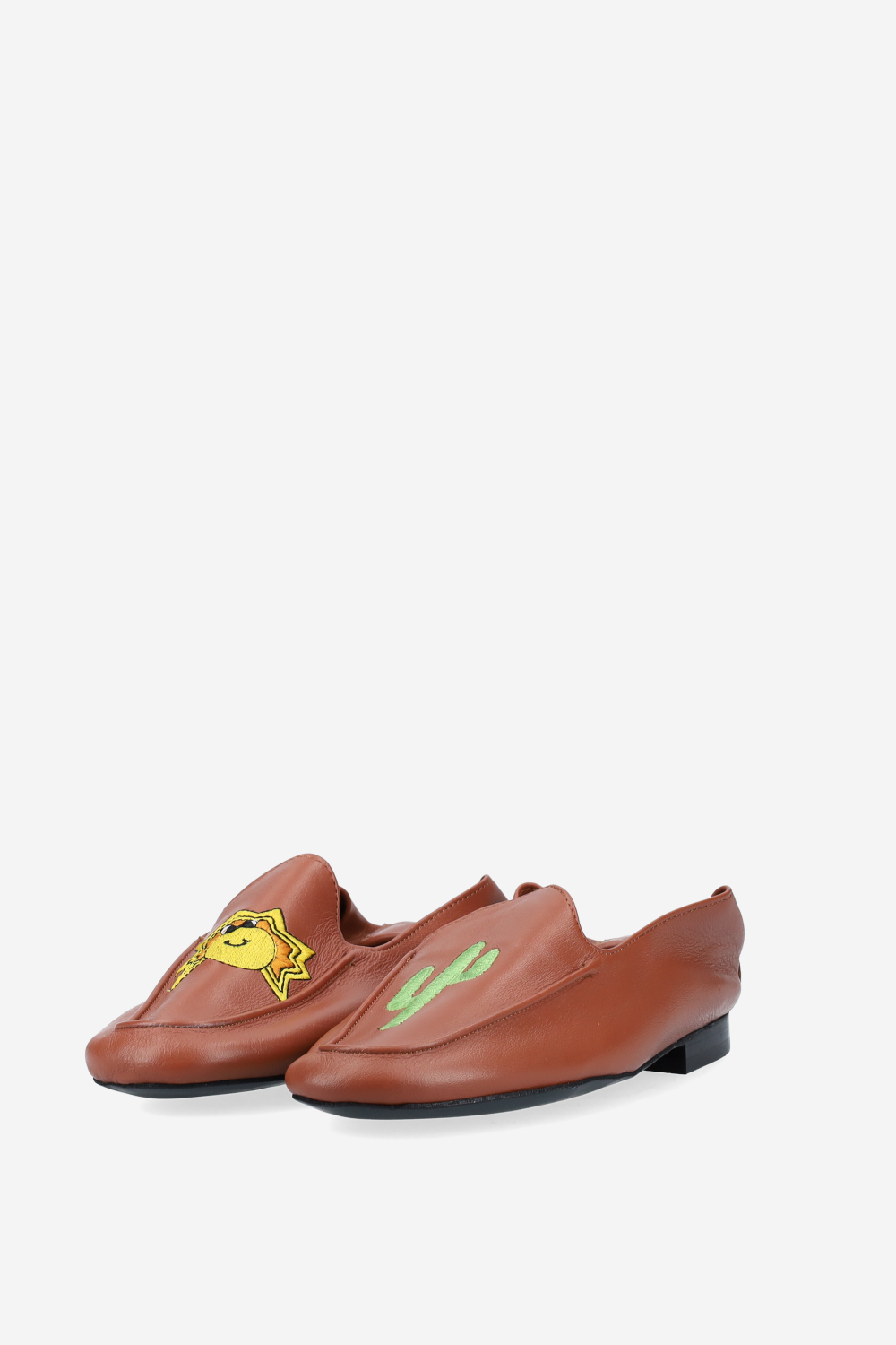 Poppy embroidered leather loafers