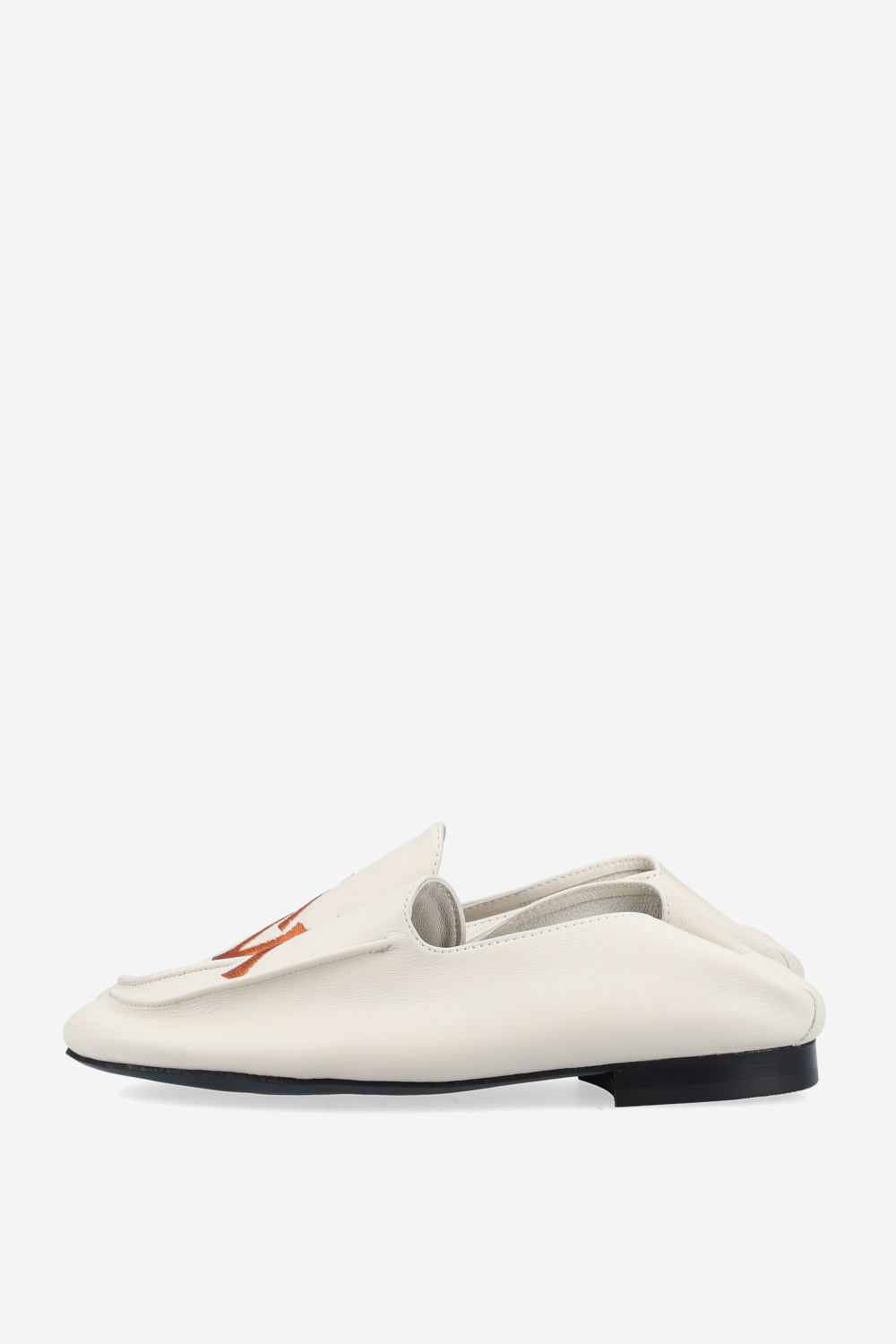 Logo embroidered leather loafers