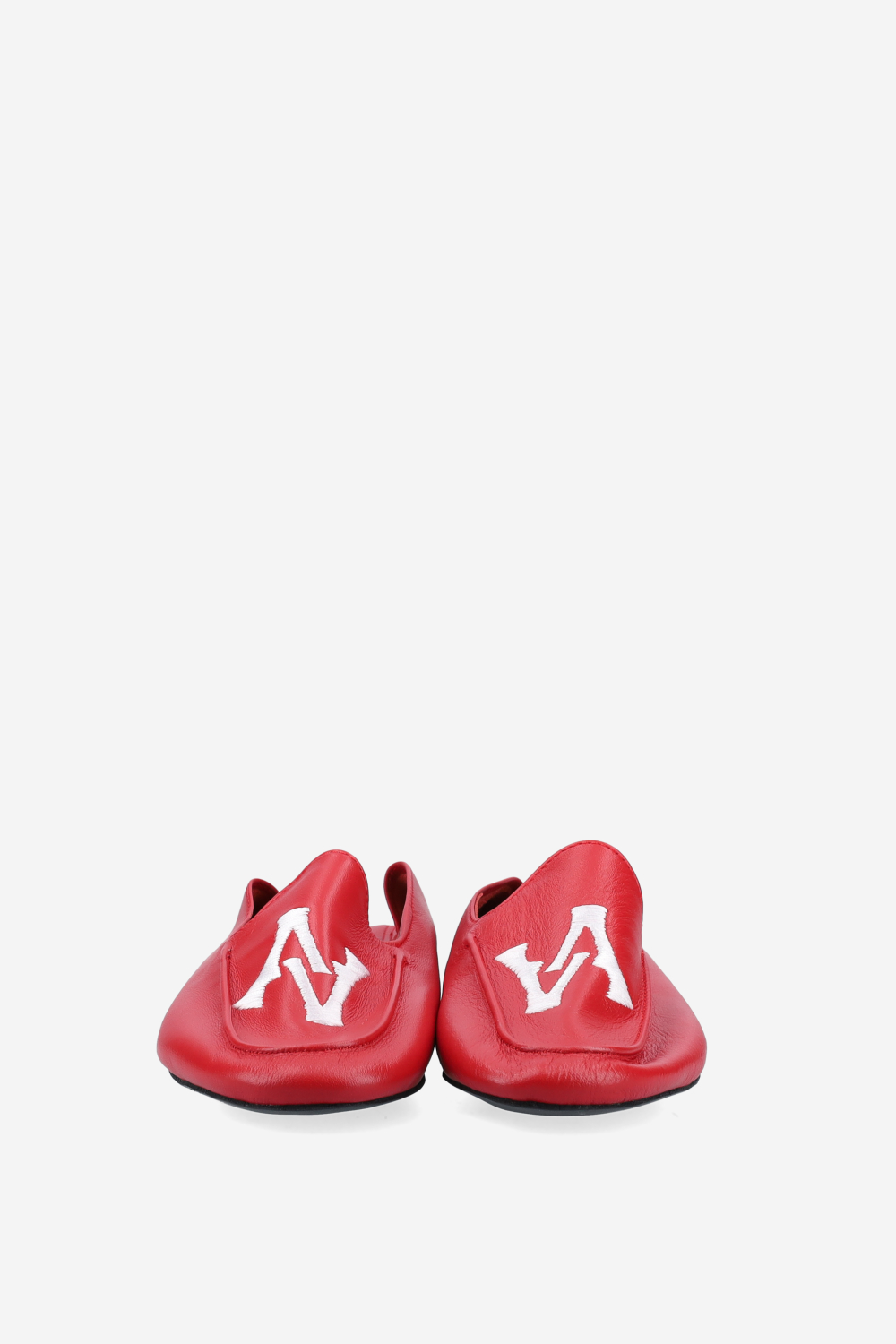 Logo embroidered leather loafers