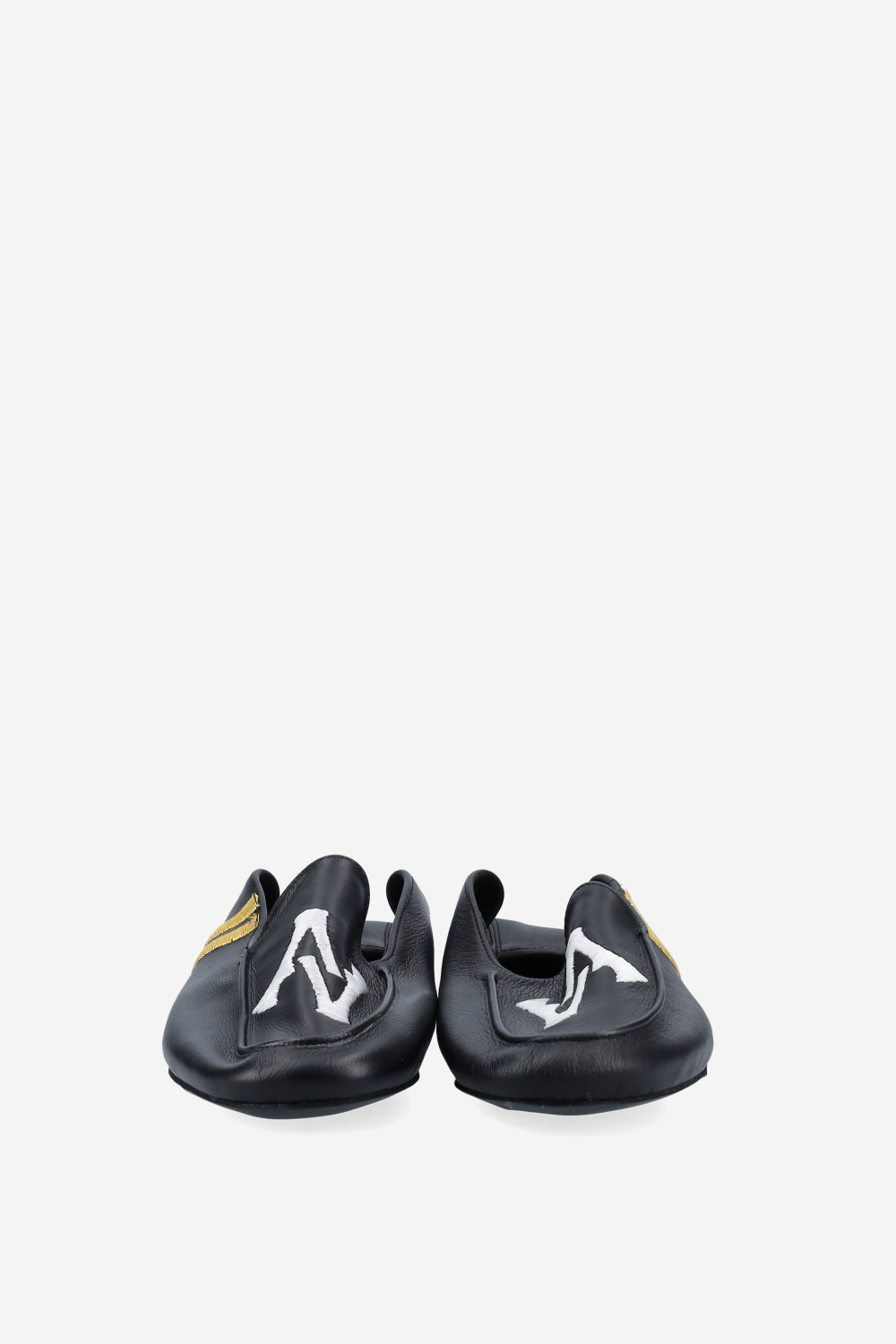 Logo embroidered leather loafers