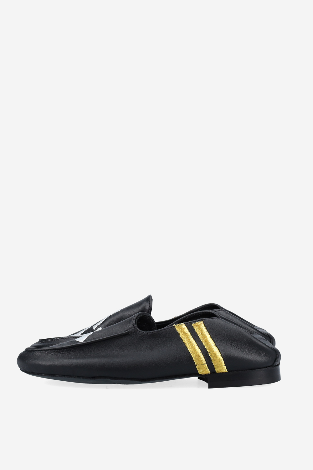 Logo embroidered leather loafers