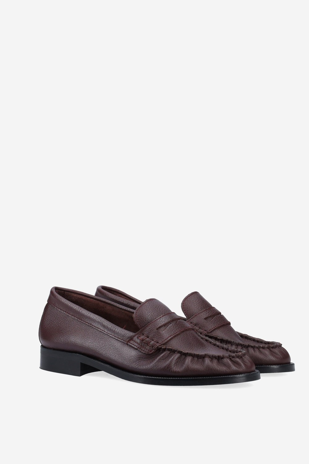 Ezra pebble pleated leather penny loafers