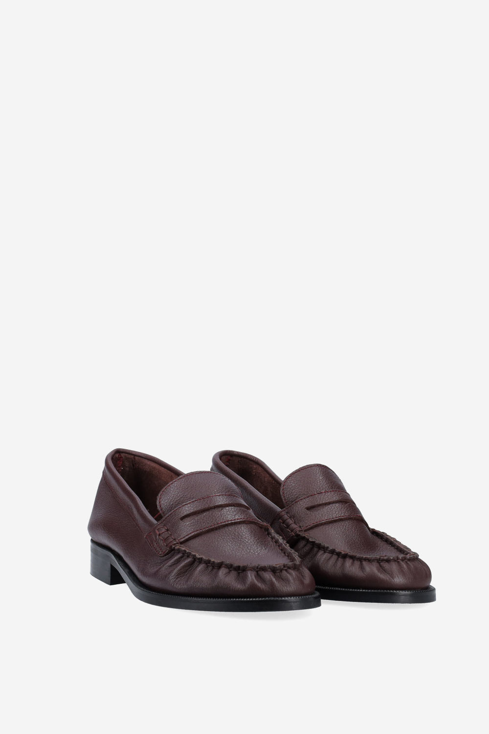Ezra pebble pleated leather penny loafers