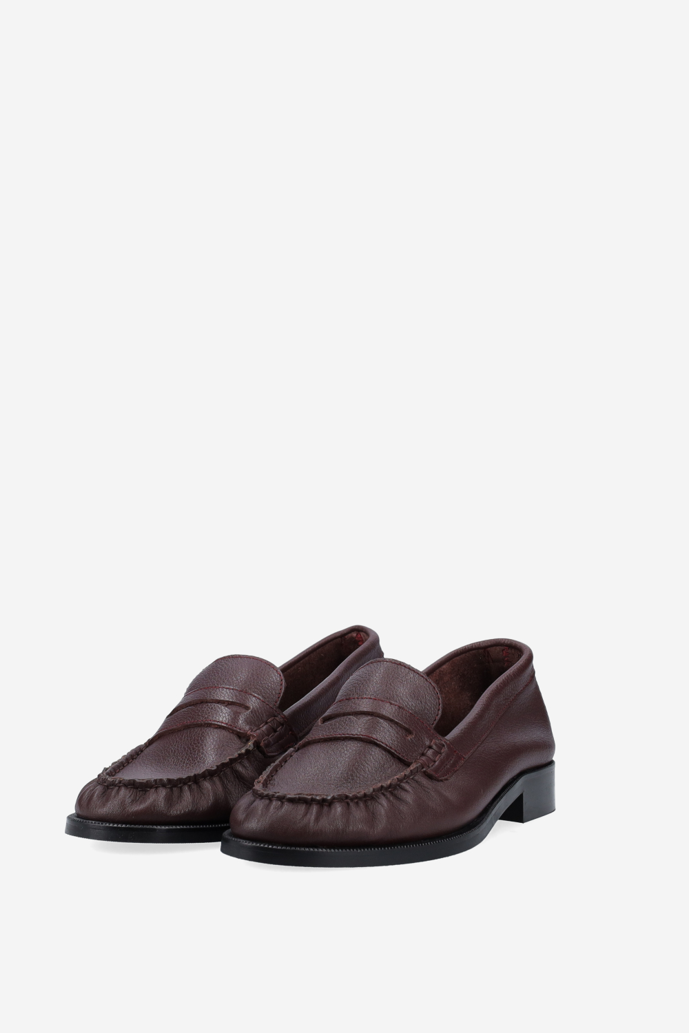 Ezra pebble pleated leather penny loafers