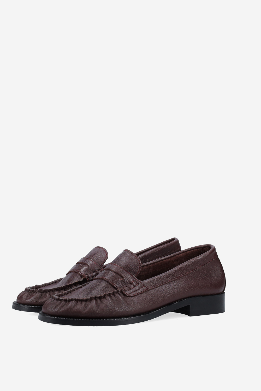 Ezra pebble pleated leather penny loafers