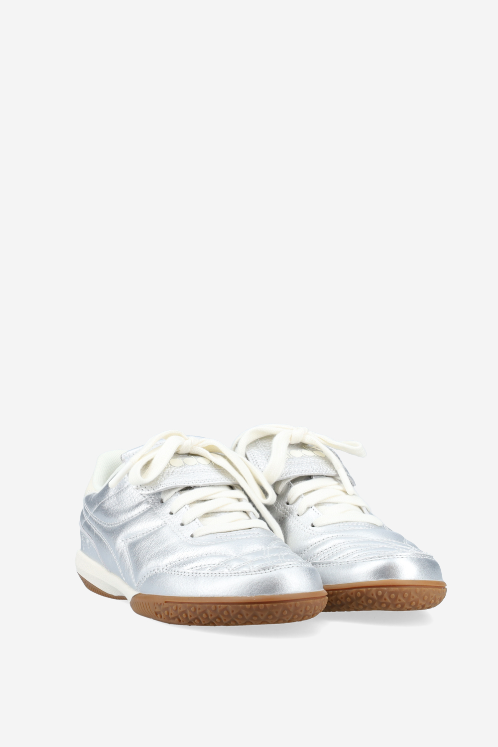 Gold indoor metal leather sneakers