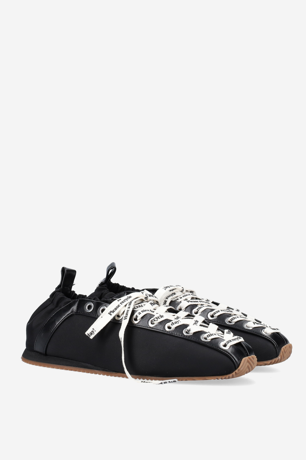 Sporty nylon lace up ballerinas
