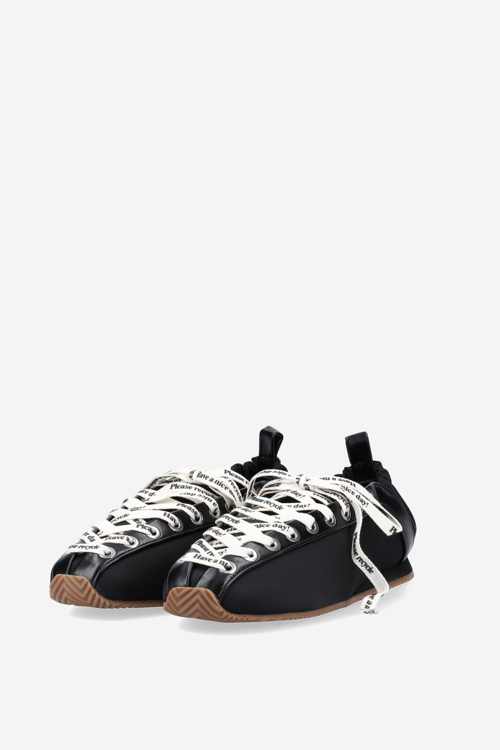 Sporty nylon lace up ballerinas