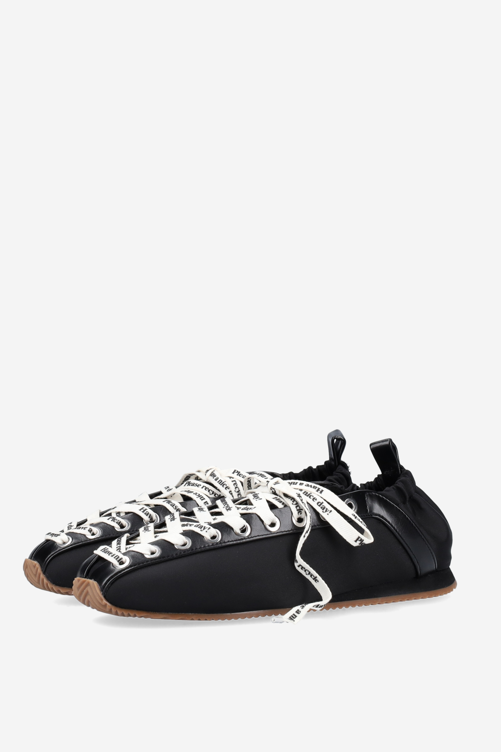 Sporty nylon lace up ballerinas