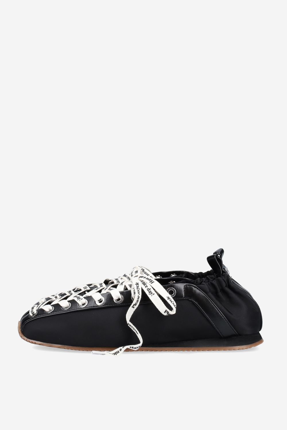 Sporty nylon lace up ballerinas