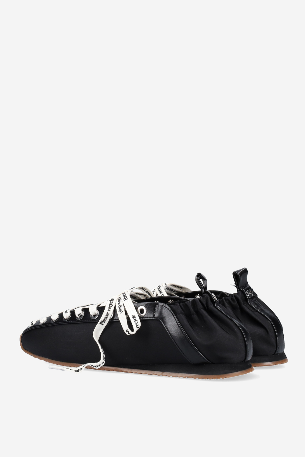Sporty nylon lace up ballerinas