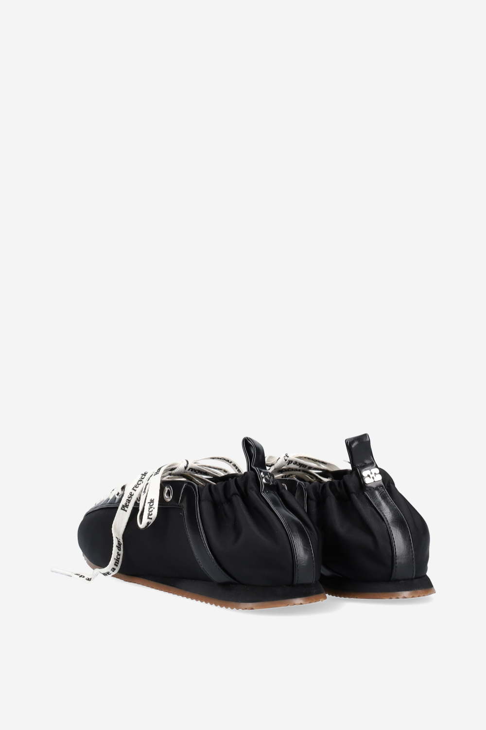 Sporty nylon lace up ballerinas