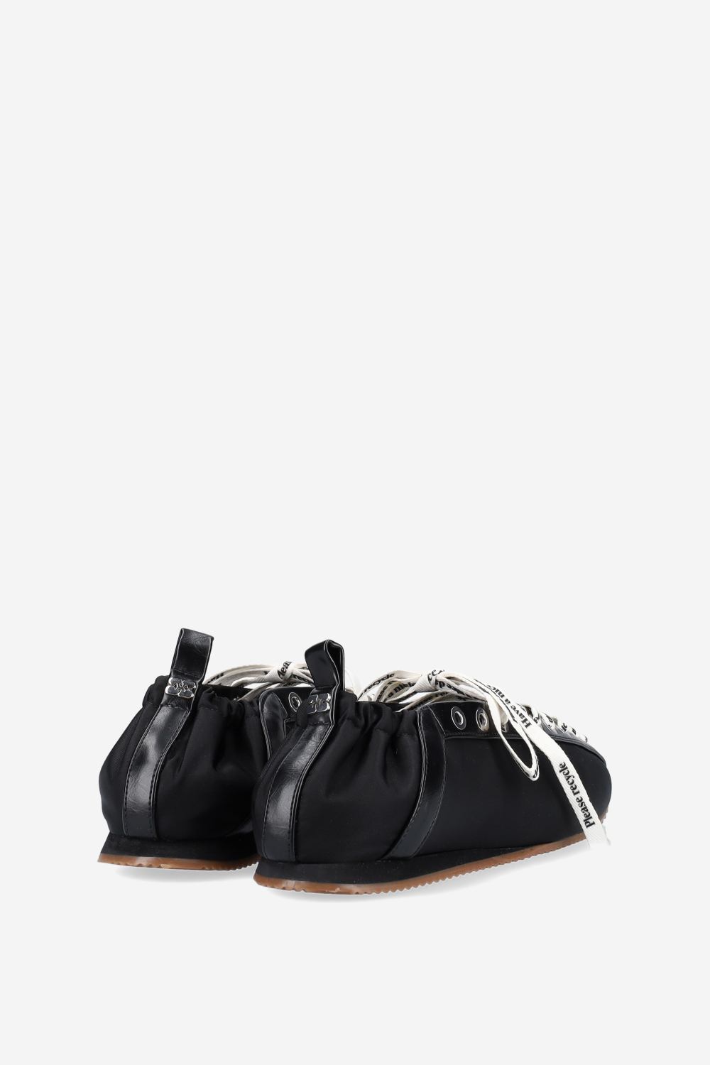 Sporty nylon lace up ballerinas