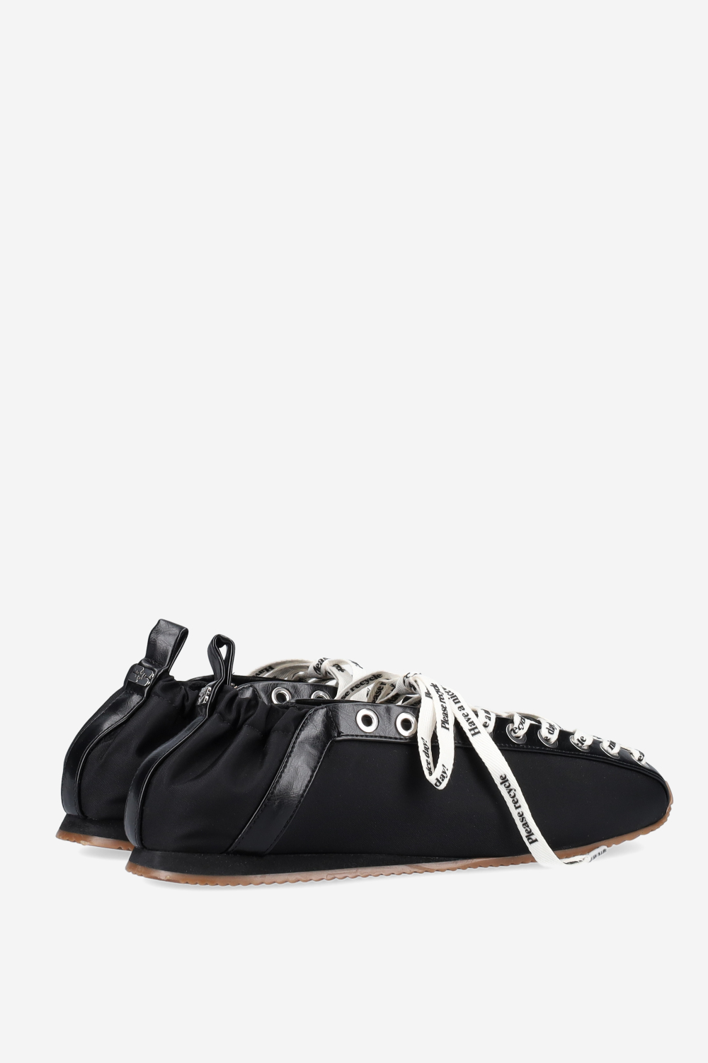 Sporty nylon lace up ballerinas