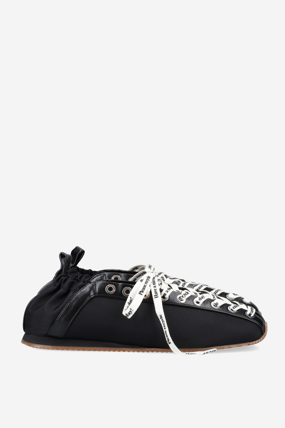 Sporty nylon lace up ballerinas