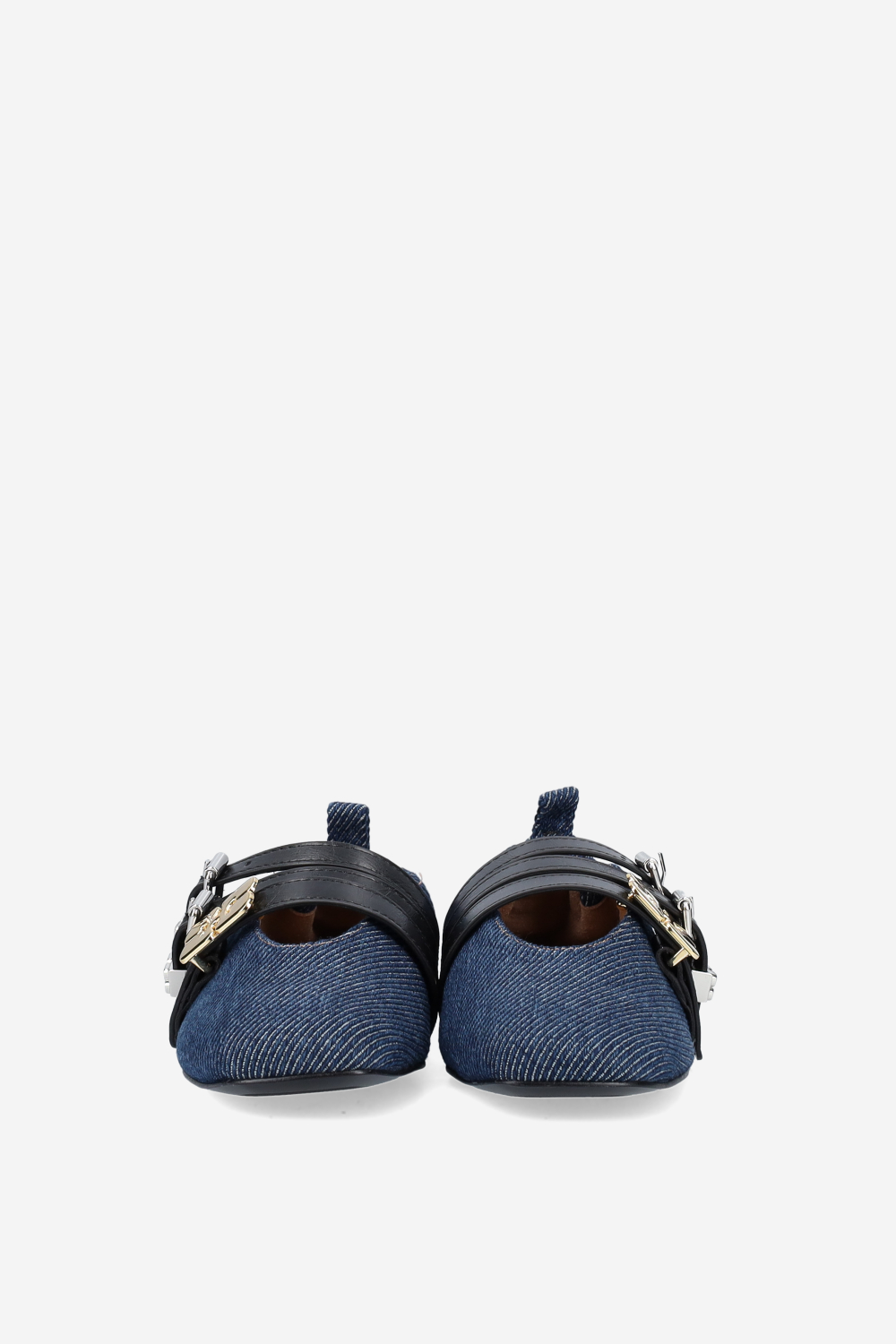 Sue triple denim fringed ballerinas