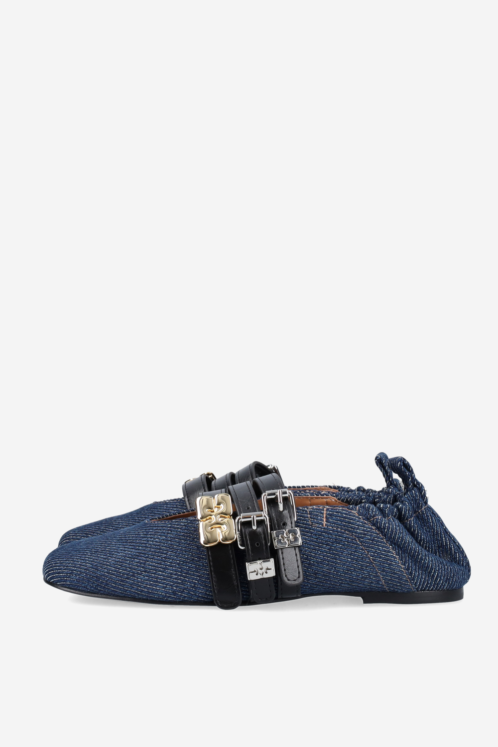 Sue triple denim fringed ballerinas